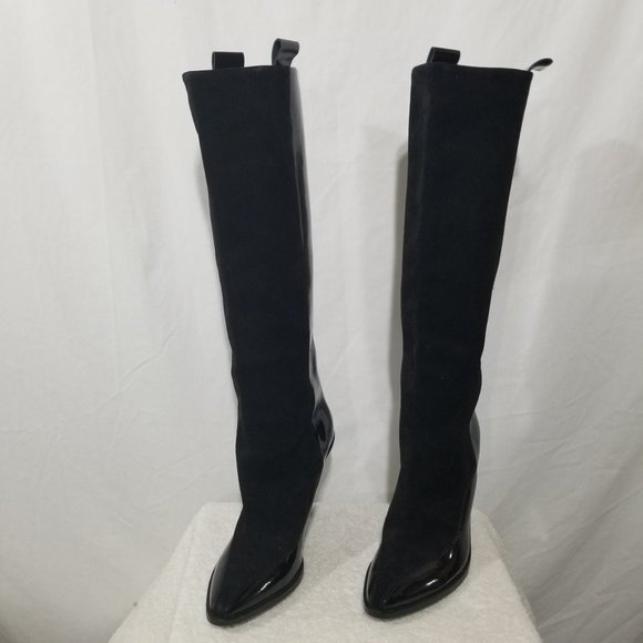 H&M Studio NWT black patent leather & suede boots - Picture 1 of 9